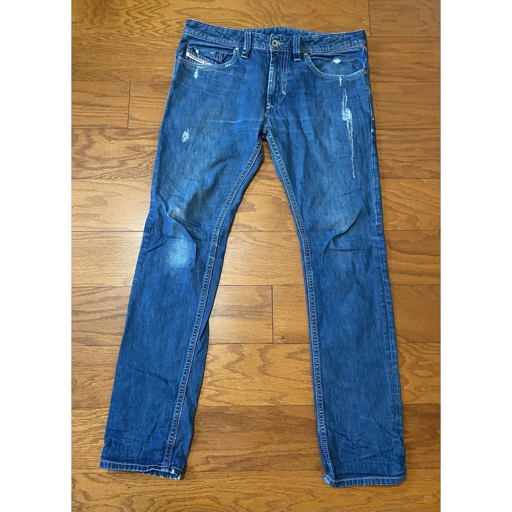 Diesel Thanaz Medium Wash Denim Jeans Mens Made In Tunisia 32x30 (35x32)